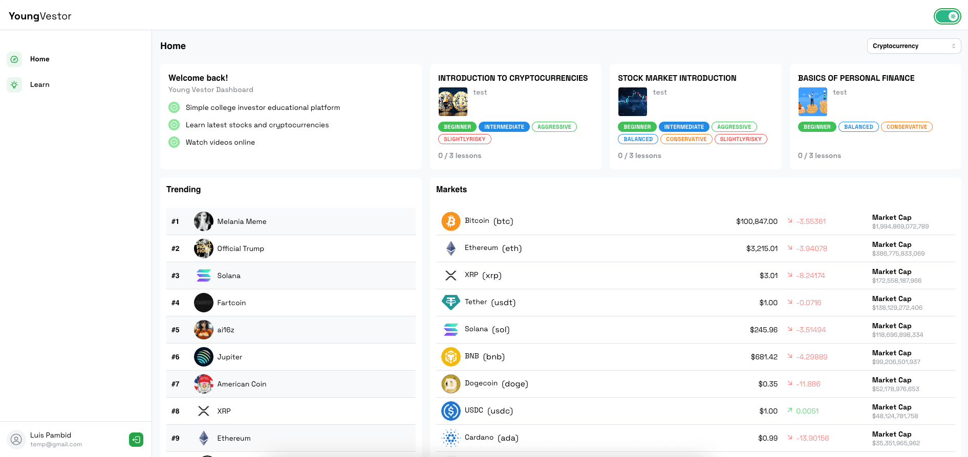 Young Vestor: College Investor Educational Platform